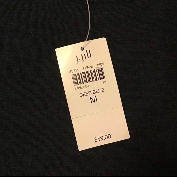 NWT J. Jill Navy 3/4 Sleeve Linen/Cotton Knit Top Lightweight Coastal Casual - Picture 6 of 11